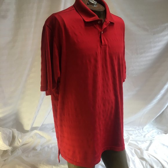 Adidas Polo Golf Shirt Mens Extra Large XL Climacool Red Texture Short Sleeve - Picture 7 of 14